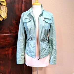 Turquoise moto jacket